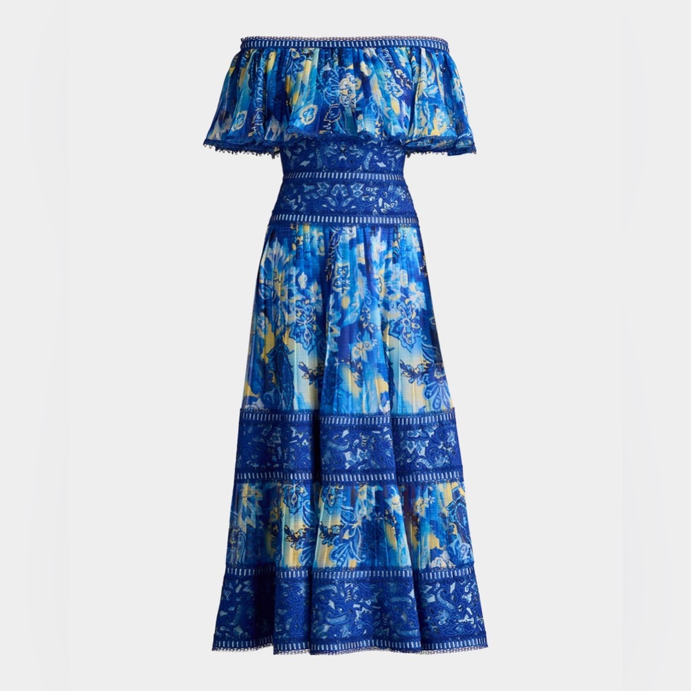 Tadashi Shoji
Off-Shoulder Floral-Print & Lace Midi Dress